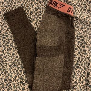 Gymshark Flex Leggings Charcoal Marl/Peach Pink